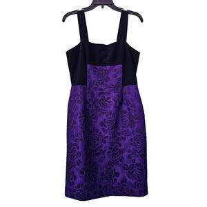 Black and Purple Floral Patterned Sleeveless Midi Dress Rickie Freeman